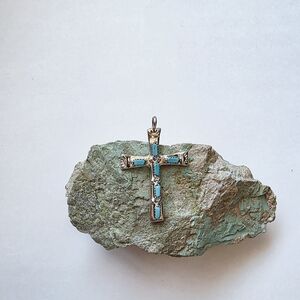 Silver and Turquoise Cross Pendant